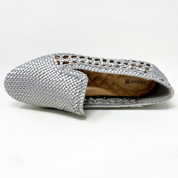 Never Worn Birdies The Starling Silver Woven Womens SlipOn Vegan Leather Loafers - Picture 4 of 5